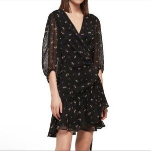 AllSaints Black Jade Aster True Wrap Mini Dress